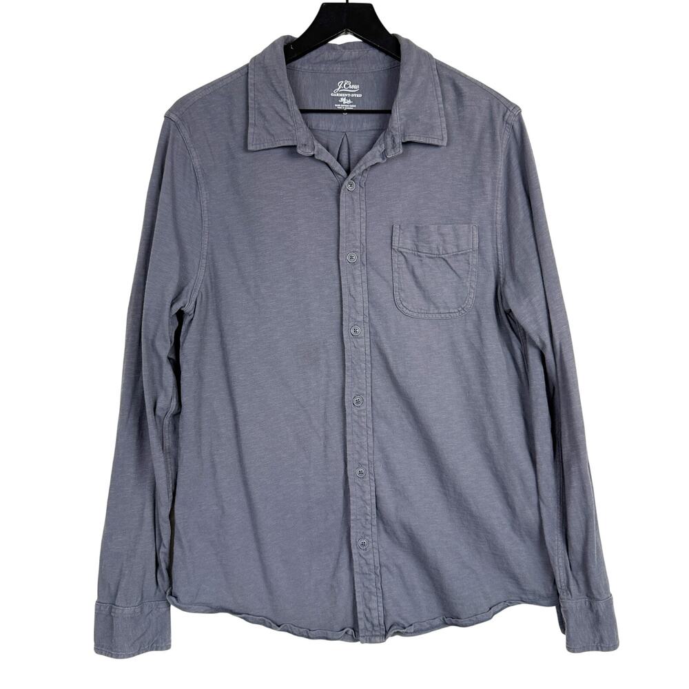 J.Crew Mens Garment-dyed Harbor Button Up Shirt Gray Cotton - M